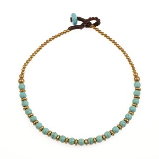 Suvani Jewelry -Anklet Turquoise สร้อยข้อเท้าTurquoise สีเขียวน้ำทะเล สร้อยข้อเท้า เท่ห์ๆ คูลๆ ขนาด 9 นิ้ว สไตล์