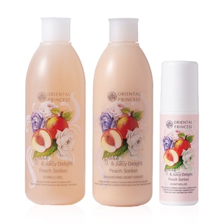 oriental Peach Sorbet Bubble Gel / Shimmering Moisturiser / Roller มีให้เลือก 3 แบบ ครีมอาบน้ำ /โลชั่น /โรลออน พีช