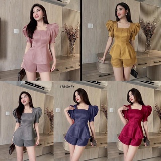 PP17840 Set 2 ชิ้น เสื้อแขนจีบ + กางเกงขาสั้น