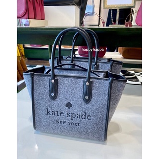 พร้อมส่ง ♠️Kate Spade Ella small Felt Zip Tote Bag สีเทา