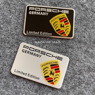 โลโก้ PORSCHE เพลทอลูมิเนียมบาง ขนาด 8x5cm