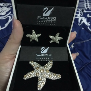 ต่างหูเข็มกลัดวินเทจ SWAROVSKI แท้ 💯%