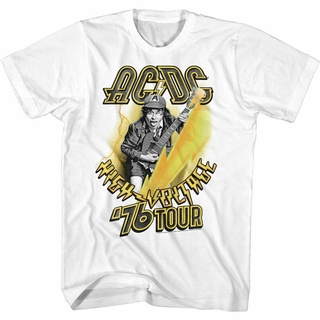 เสื้อยืดผ้าฝ้ายพิมพ์ลายขายดี เสื้อยืดแขนสั้น พิมพ์ลายกราฟฟิคตลก Acdc 76 Tour ราคาถูก สําหรับผู้ชาย