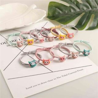 พร้อมส่ง  ยางรัดผมสวยเก๋สไตล์เกาหลีลายนกฮูก