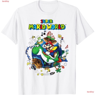 เสื้อยืดพิมพ์ลายเสื้อยืดเสื้อยืดลำลอง Super Mario World Yoshi &amp; Mario Around The World T-Shirt Popular T-shirtsS-4XL