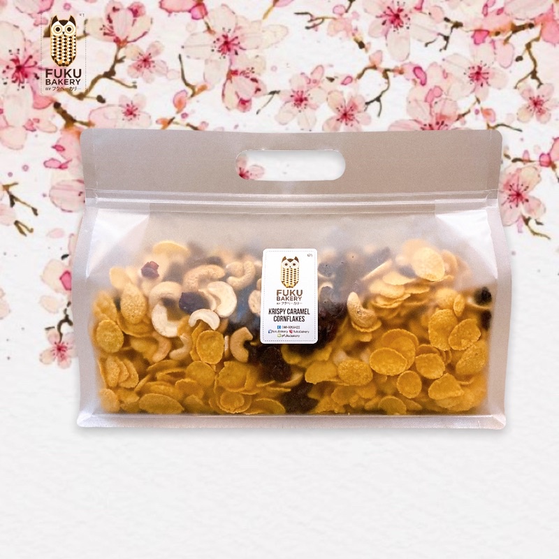 Fuku 400g|ซิปล็อค พรีเมี่ยมคาราเมลคอนเฟลก เข้มข้นหวานน้อย หอมกลิ่น Caramel แท้ %