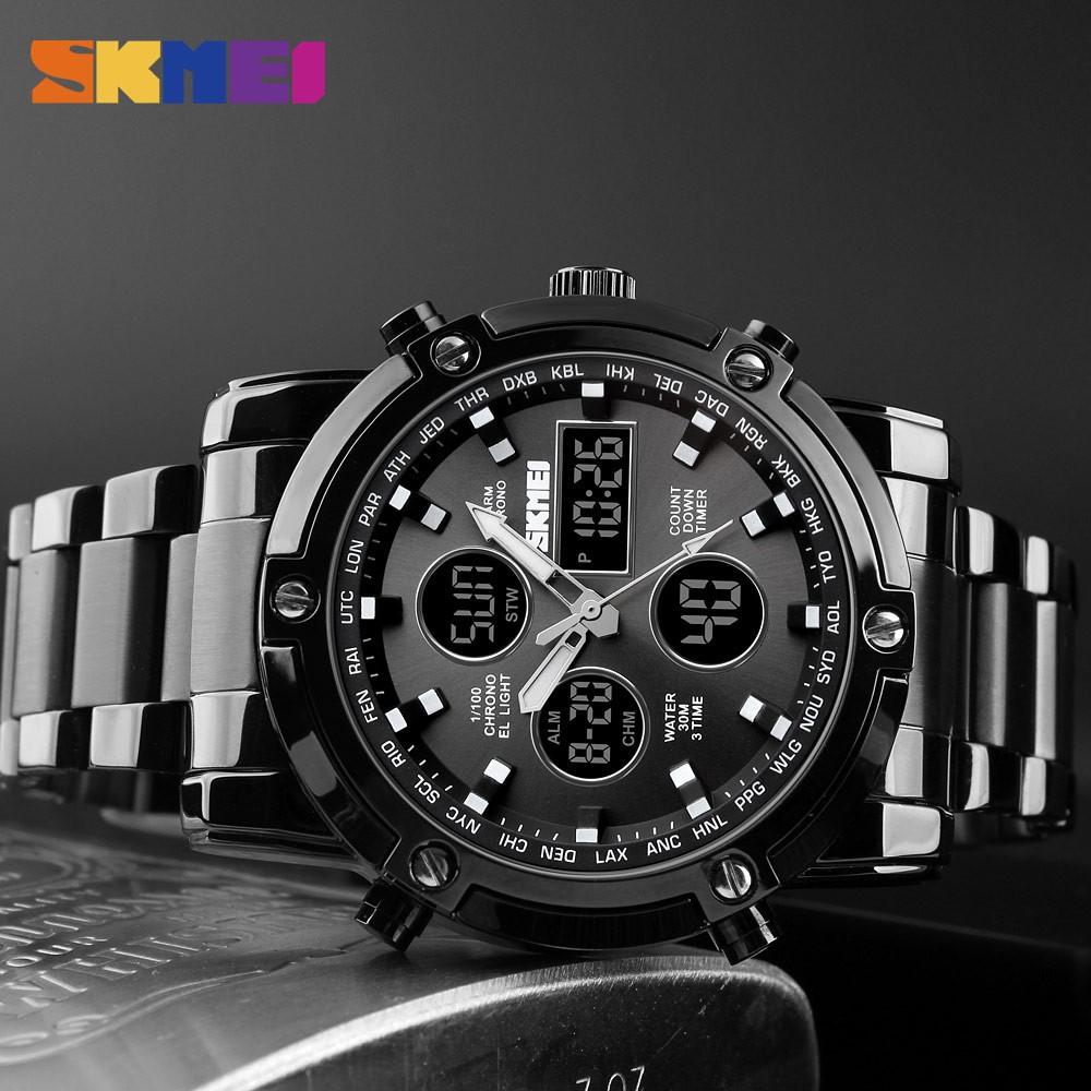 SKMEI Official 1389 Sports Men's Watch Quartz Stopwatch Dual Display Watches Waterproof Wristwatches #8