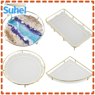 SUHE Irregular Fruit Plate Mold Round Coasters Tray Mould Resin Moulds DIY Sector Resin Large Wave Handmade Tea Tray