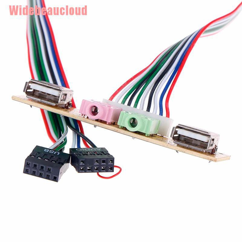 Widebeaucloud👍2 USB PC Computer Case Front Panel USB Audio Port Mic