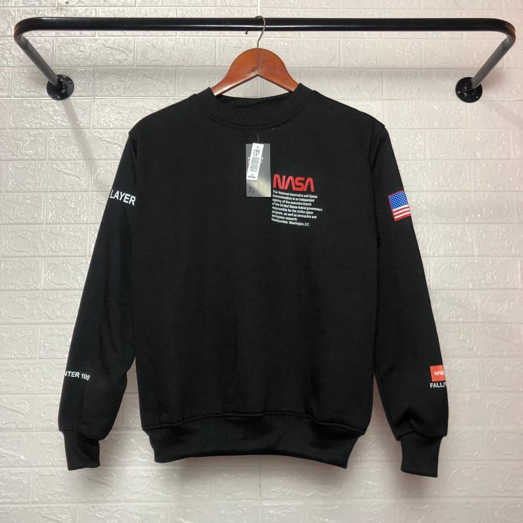 NASA Crewneck Premium UNISEX Sweater Plate ล่าสุด NASA Crewneck Jacket H&* แผ่นเหงื่อ