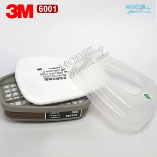 ชุดตลับกรอง 3M 6001 (ของแท้) ฝาครอบและแผ่นกรอง ตลับกรองป้องกันไอระเหยสารเคมี สี ทินเนอร์ ยาฆ่าแมลง น้ำมัน