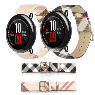 สายหนังสไตล์ตาหมากรุกลายสก๊อตสำหรับ Huami Amazfit Pace