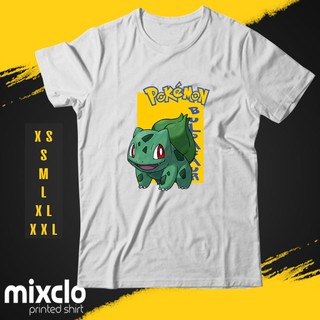 เสื้อขาว POKEMON BULBASAUR ANIME COLLECTION SHIRT (MX239)เสื้อยืด