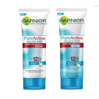 Garnier Pure Active Acne Oil Foam / Acne Oil Scrub 100ml.