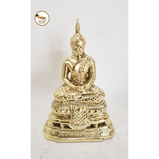 พระแก้วมรกต ทำจากเนื้อทองเหลือง ทำผิวขัดเงา ทรงเครื่องฤดูฝน หน้าตัก 3"