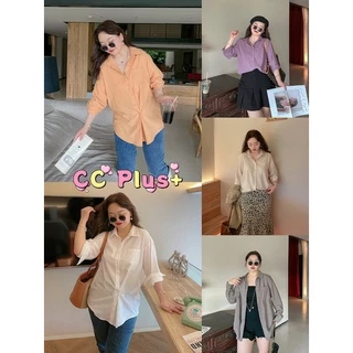 2ชิ้นลด50% (3015) เสื้อเชิ้ตแขนยาว ทรงเบสิคใส่เดี่ยวๆหรือใส่คลุมก็ได้ลุคโคเรียเวอร์เสื้อผ้าสาวอวบอ้วน พลัสไซส์