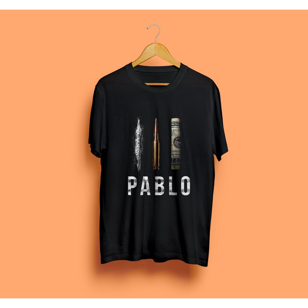 pablo escobar dollar cocaine bullet เสื้อยืดลําลองสําหรับผู้ชายแขนสั้นคอกลมพิมพ์ลาย