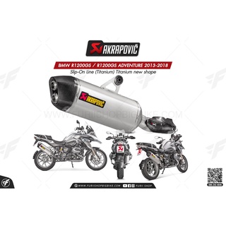 ท่อแต่ง Akrapovic Exhaust Slip-On Line (Titanium) Titanium new shape BMW R1200GS / R1200GS ADVENTURE 2013-2018