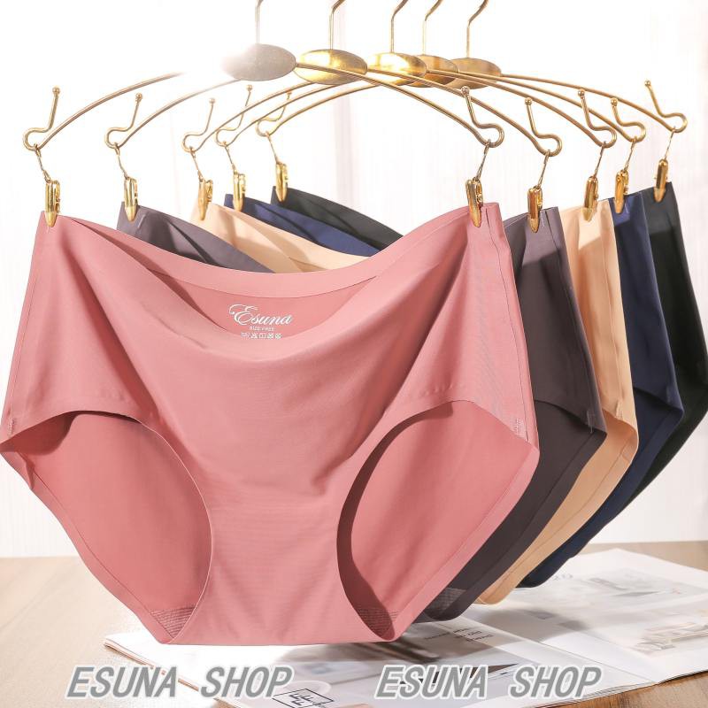 ESUNA SHOP 836#226# กางเกงในผู้หญิงไร้ขอบ ผ้าไหมน้ำแข็งกางเกงชั้นใน สะดวกสบายและอ่อนนุ่ม เสริมการออก