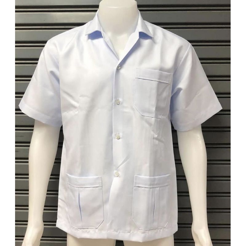 เสื้อกาวน์สีขาว ผู้ชาย เนื้อผ้าลีวาย ไม่บาง พร้อมส่ง
