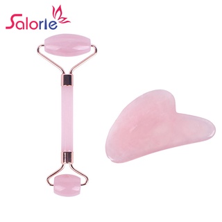 Salorie Rose Resin Guasha Set Facial Roller Stone Board Massager Face Slimming Body Relax Massager Acupuncture Scraper Plate Plastic