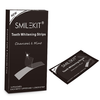 แผ่นแปะฟันขาว ที่แปะฟันขาว แผ่นฟอกฟันขาว 5D teeth whitening 14 คู่ ฟอกสีฟัน ไม่กระตุ้น  แผ่นฟอกสีฟันถ่านกัมมันต์ SC9181