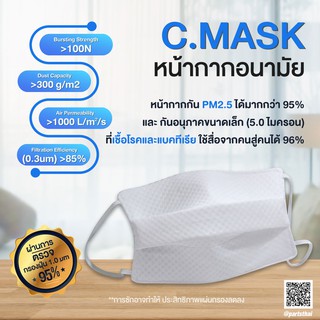 【1แถม1】ผ้า ปิด ปากและจมูก สีขาว หนา 3 ชั้น มีกระดาษกรองฝุ่น PM2.5