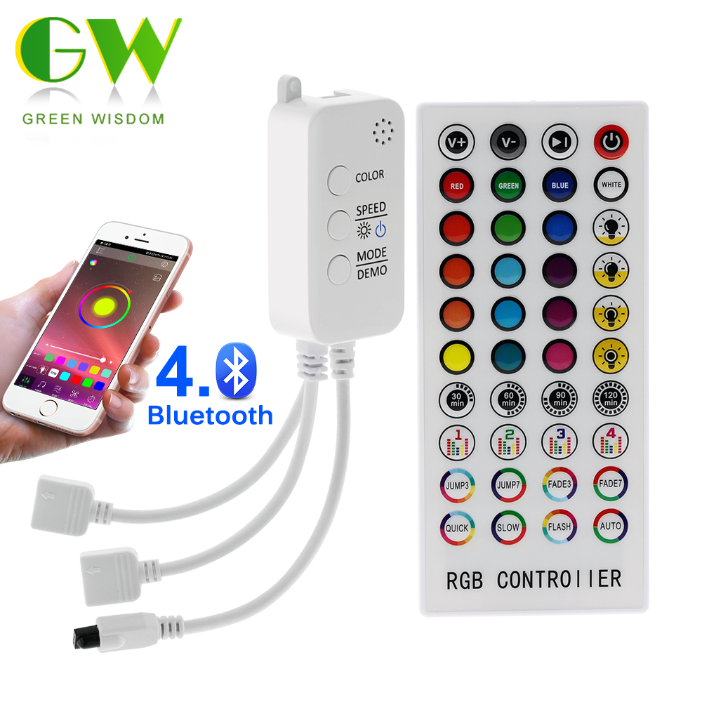 DC12V RGB LED Controller เพลงบลูทูธ Controller พร้อมโหมดจับเวลา 40 คีย์ IR รีโมทคอนโทรลสําหรับ 2835 5050 RGB LED Strip Light