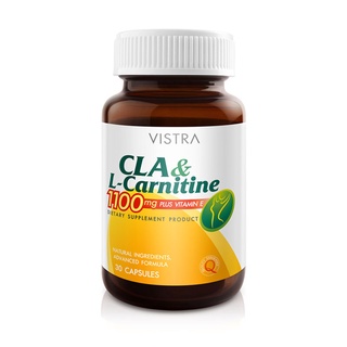 VISTRA CLA &amp; L-Carnitine 30 เม็ด วิสทร้า ซีแอลเอ แอนด์ แอล-คาร์นิทีน