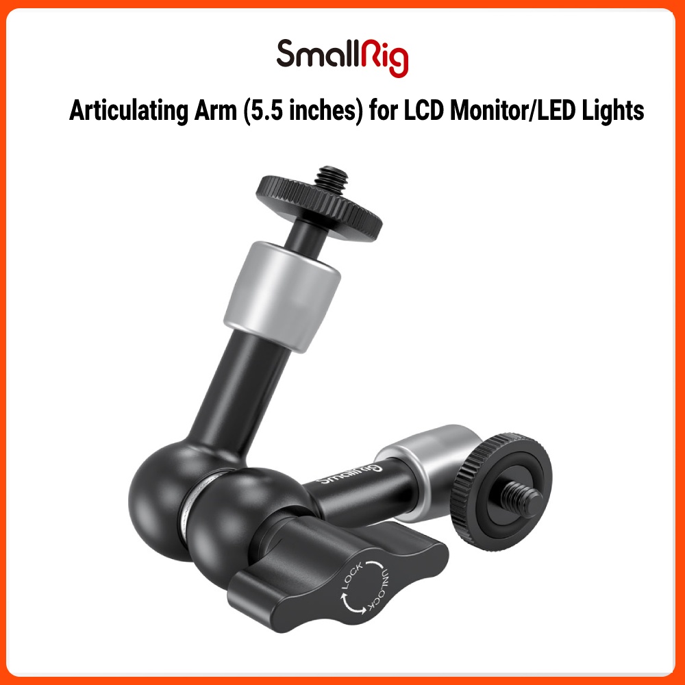 SmallRig แขนยึดกล้อง ปรับแรงเสียดทาน สกรูเกลียว 1/4 นิ้ว สำหรับ LCD มอนิเตอร์ ไฟ LED ขนาด 5.5 นิ้ว - 2065
