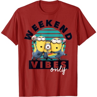 เสื้อยืด พิมพ์ลายกราฟิก Despicable Me Minions Weekend Vibes Only สําหรับผู้ชาย และผู้หญิง
