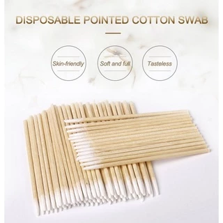 Small Cotton Swabs (คัตตอนบัต หัวแหลม) สำลีก้านไม้ สำหรับเช็ดเล็บ แต่งหน้า 100แท่ง/ซอง ราคาถูกสุดๆ
