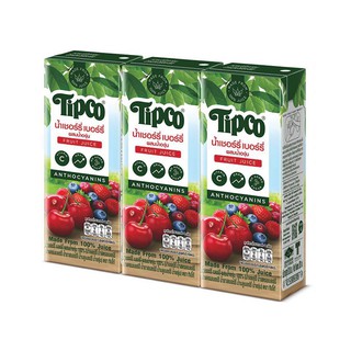 น้ำเชอร์รี่ 100% 200 มล. (แพ็ค3กล่อง) ทิปโก้ 100% Cherry Juice 200 ml. (Pack of 3 boxes) Tipco