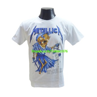 เสื้อยืดผ้าฝ้ายพรีเมี่ยมเสื้อวง Metallica เสื้อวงดนตรีร็อค เดธเมทัล เสื้อวินเทจ เมทัลลิกา MET8160