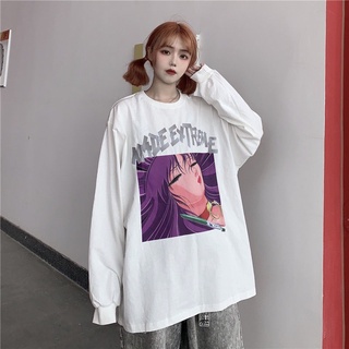 Spring and Autumn new Harajuku bf style cartoon printed long-sleeved T-shirt female students Korean style loose ins easy