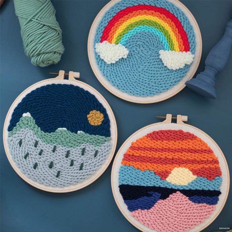 DIY Knitting Wool Car Rug Hooking Kit Handcraft Woolen Embroidery Creative Gift for Kids Kepae Knitting Kits for Beginners Adults 
