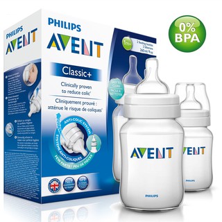 AVENT CLASSIC+ ขวดนม 9 ออนซ์ PP 260ML/9OZ BPA Free แพ็ค 2 ขวด ชุดสุดคุ้ม !!