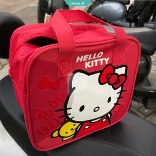 SANRIO กระเป๋าใส่กล่องอาหารกลางวัน ผ้าแคนวาส กันน้ํา ลายการ์ตูน Hello Kitty แบบพกพา สําหรับเด็กประถม [GM]