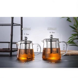 TIMECAFE กาชงชาแก้ว 350 มล/450 มล ฟรีที่กรองสเตนเลส