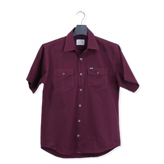 Bovy Red Shirt - เสื้อเชิ้ตแขนสั้นสีแดงเลือดนก รุ่นBA-3596-RD05