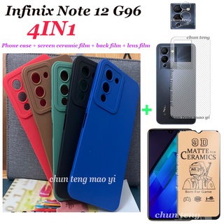 4 in 1 เคสโทรศัพท์มือถือ ซิลิโคนนิ่ม ลาย Infinix Note 12 G96 Note 11S Note 11 Pro สีแคนดี้ พร้อมฟิล์มเซรามิค หน้าจอ ฟิล์มเลนส์ และฝาหลัง