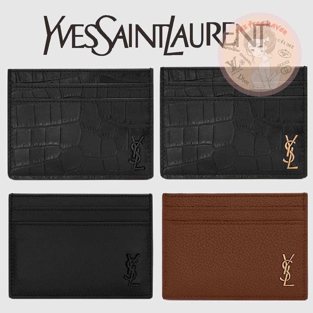 ราคาต่ำสุดของ Shopee 🔥 ของแท้ 100% 🎁YSL/Yves Saint Laurent แบรนด์ใหม่ TINY MONOGRAM กระเป๋าใส่บัตรหนังเคลือบด้านจระเข้