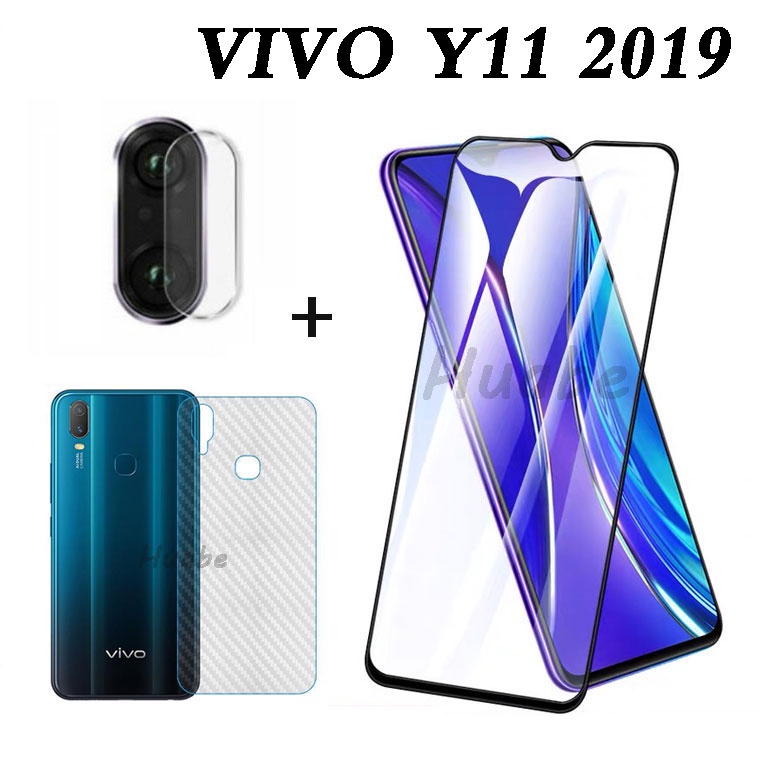 3 in 1 ฟิล์มกระจกนิรภัย + ฟิล์มด้านหลัง + ฟิล์มเลนส์กล้องสําหรับ VIVO Y11 Y12 Y15 Y15S Y17 V20 SE V1