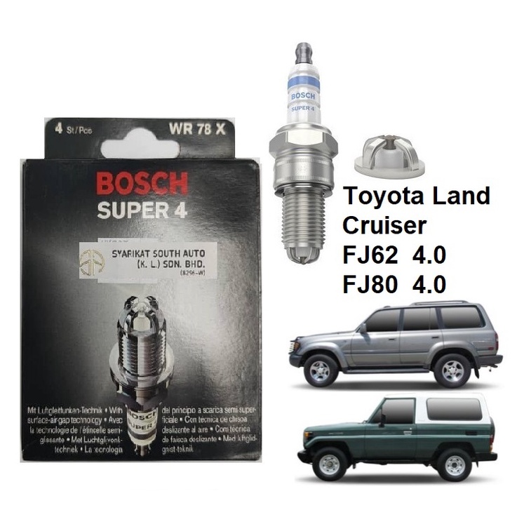 หัวเทียน WR78X 0242232505 Bosch Super 4 Toyota Land Cruiser 4.0 FJ80 FJ62
