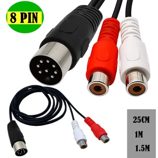 สายเคเบิ้ลอะแดปเตอร์เครื่องดนตรี 8-core Din 8PIN Male to 2RCA Lotus Female Old-Fashioned Audio 8 Pin Din