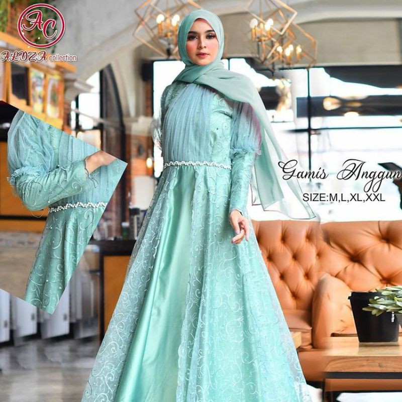 Graceful Gamis Gamis Gamis Brukat Tulle Mutiara Gamis กระเบื้อง Gamis ...