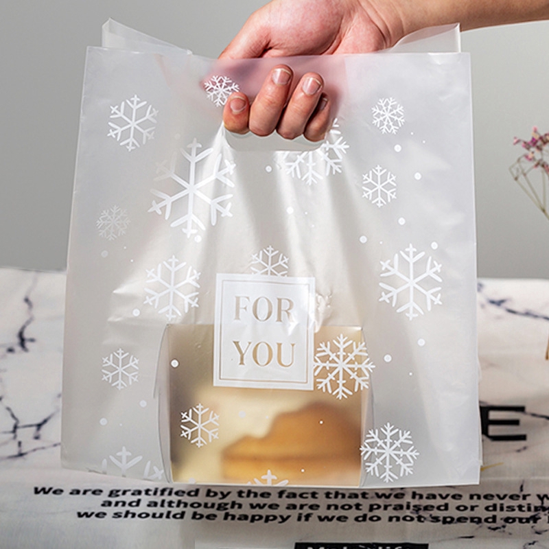 50Pcs Plastic Frosted Snowflake Pattern Coffee Bread Shop Bakery ...
