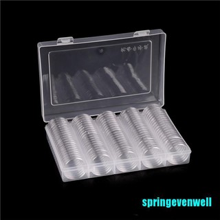 [springevenwell] กล่องเก็บเหรียญ แบบใส ทรงกลม 27 มม. 100 ชิ้น