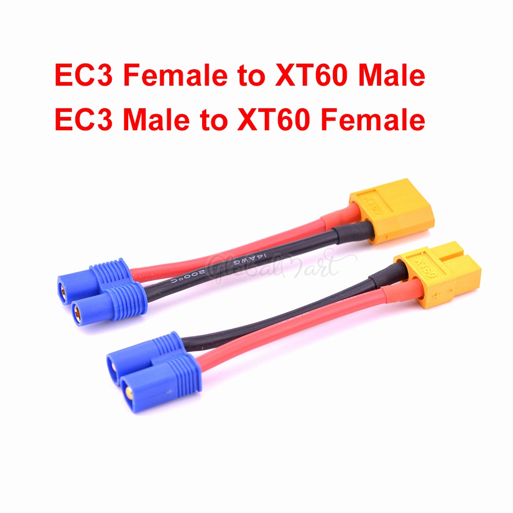 Lot De 4 Adaptateurs EC5 Mâle Vers EC3 / Deans T / XT60 / Traxxas Femelle – Sans Fil – Pour Batterie RC Lipo / NiMH – Chargeur / ESC