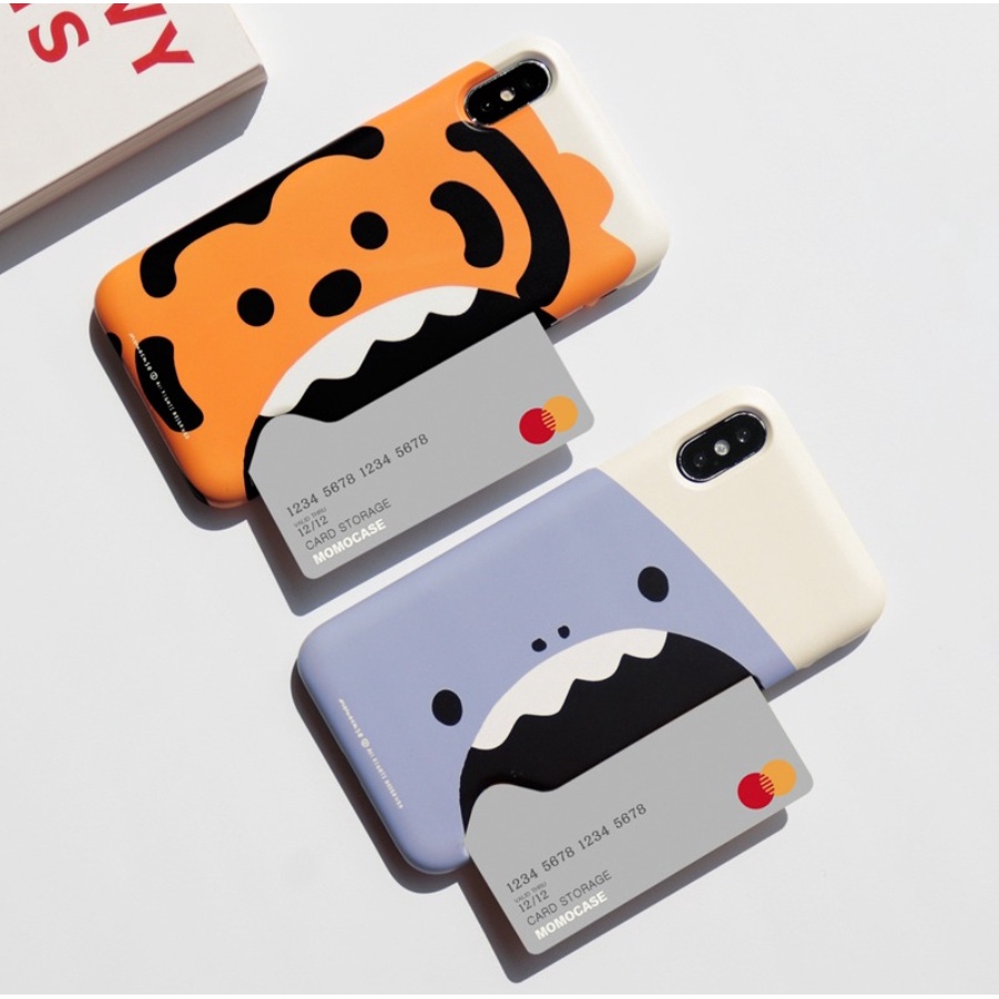 【 Korean Phone Case 】 Eating Tiger Jews Slim Card Storage Cute Hand Made Unique SAMSUNG Compatible for iPhone 13 8 xs xr 11pro 11 12 12pro mini Samsung Korea Made